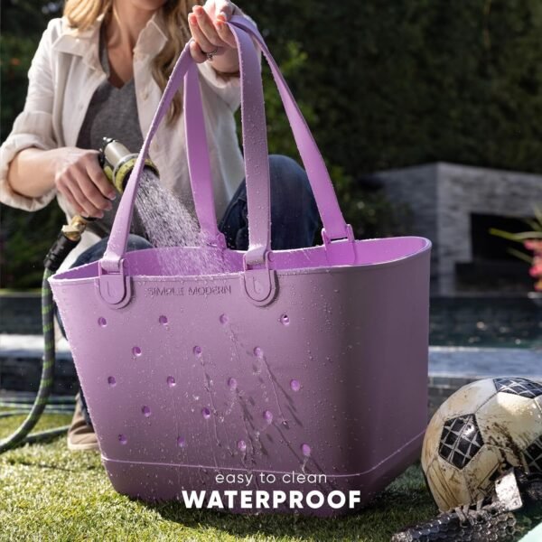Sivana Simple Large Beach Bag | Waterproof Getaway Rubber Tote with Zipper Pocket - Image 5