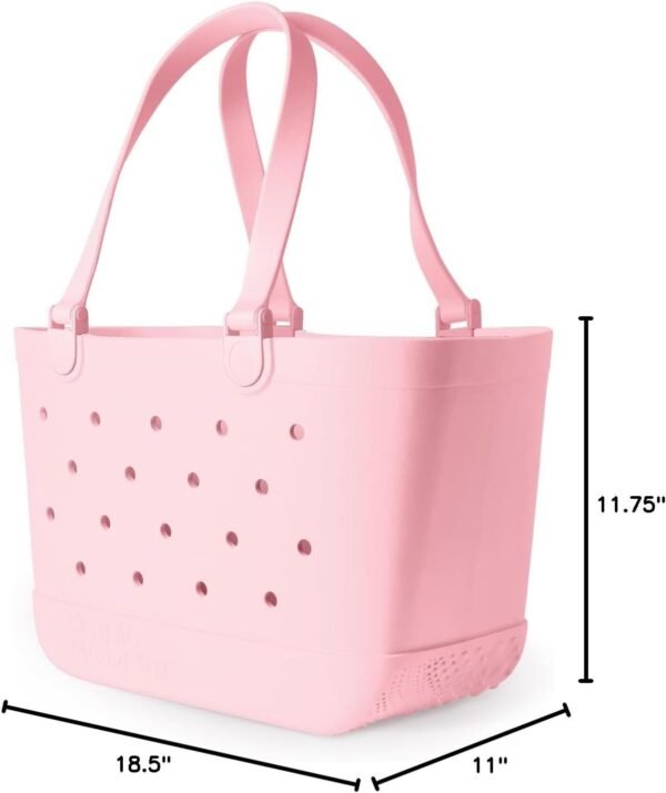 Sivana Simple Large Beach Bag | Waterproof Getaway Rubber Tote with Zipper Pocket - Image 3