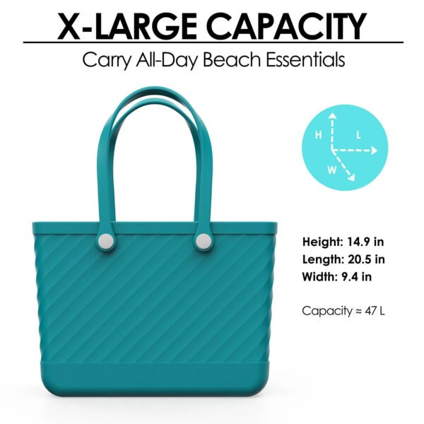 Sivana Beach Bag Rubber Tote for Women - Extra Large Waterproof Sandproof Tip proof Leakproof Durable & Washable - Image 3