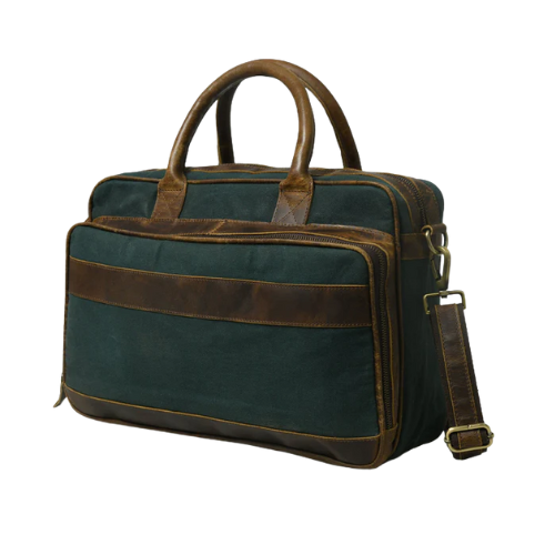 heritage dark green canvas & brown leather laptop bag heritage dark green canvas & brown leather laptop bag