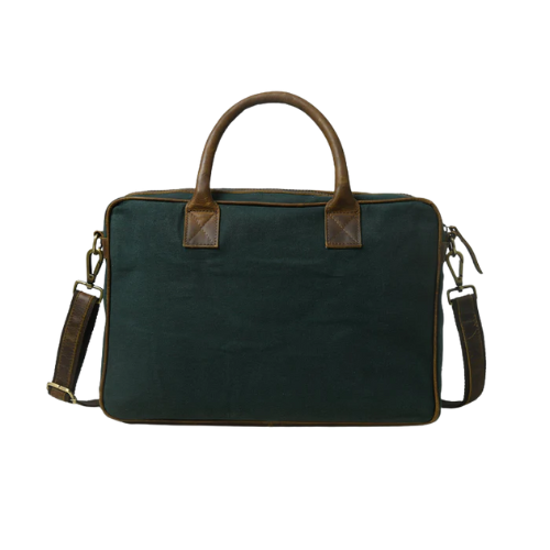 heritage dark green canvas & brown leather laptop bag heritage dark green canvas & brown leather laptop bag