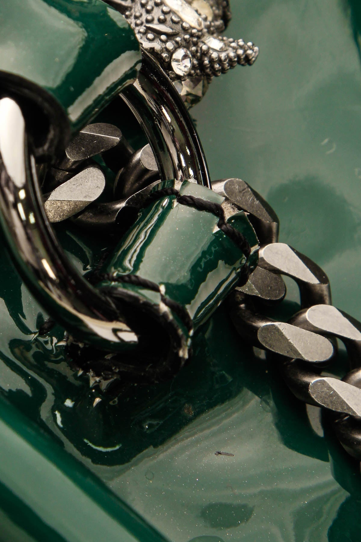 crystal panther tote bag green crystal panther tote bag green