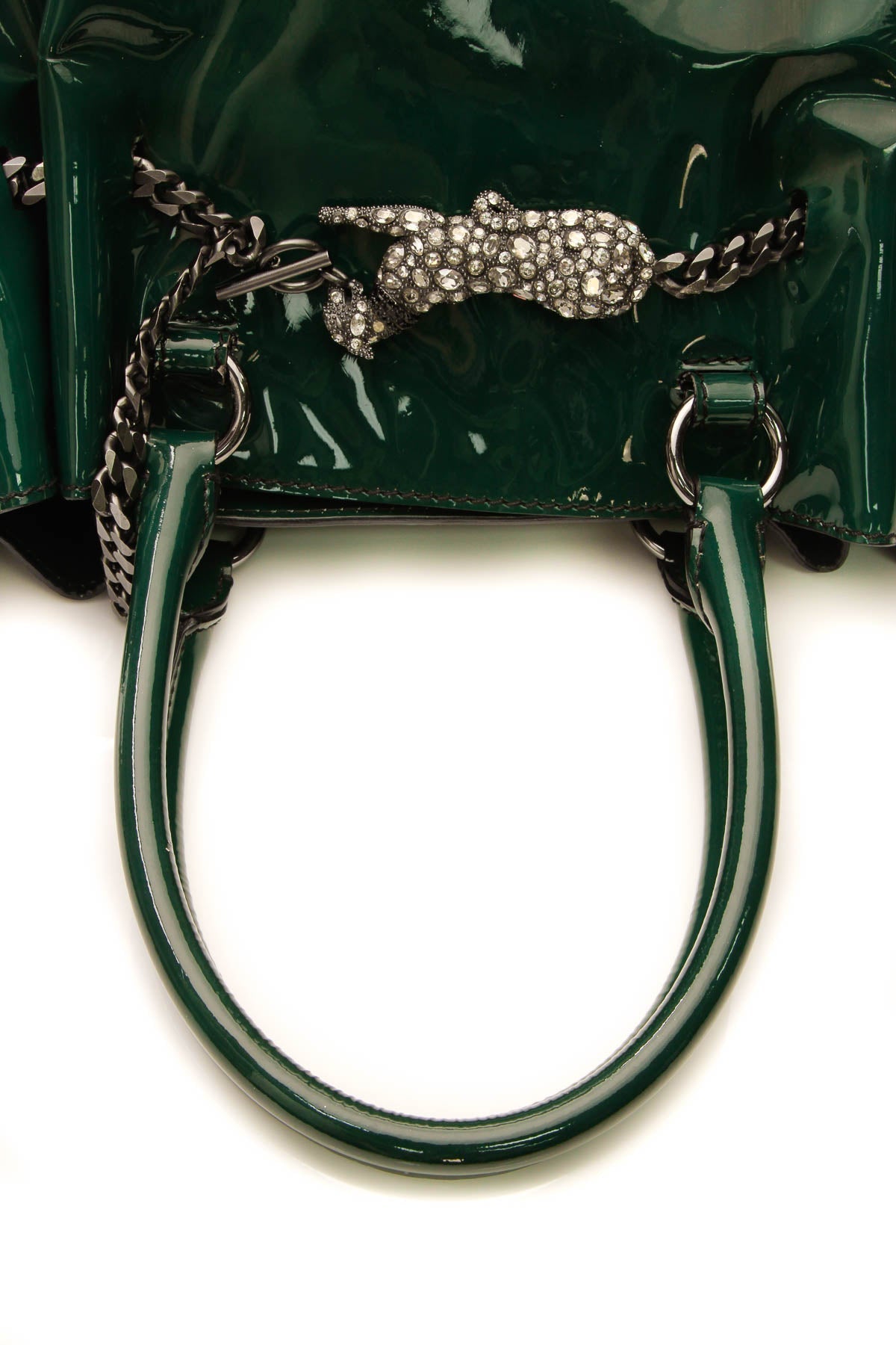 crystal panther tote bag green crystal panther tote bag green