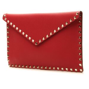 rockstud envelope pouch red