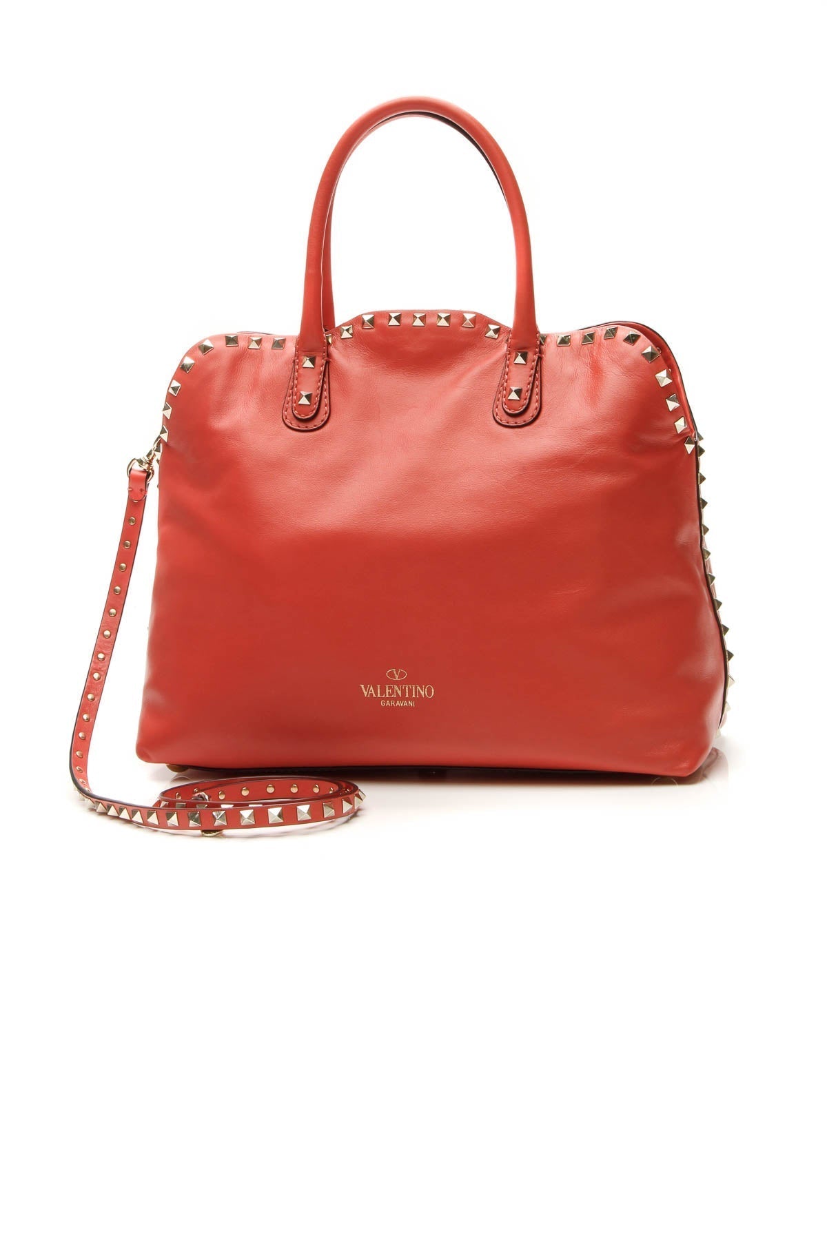 vitello rockstud dome satchel bag deep coral vitello rockstud dome satchel bag deep coral