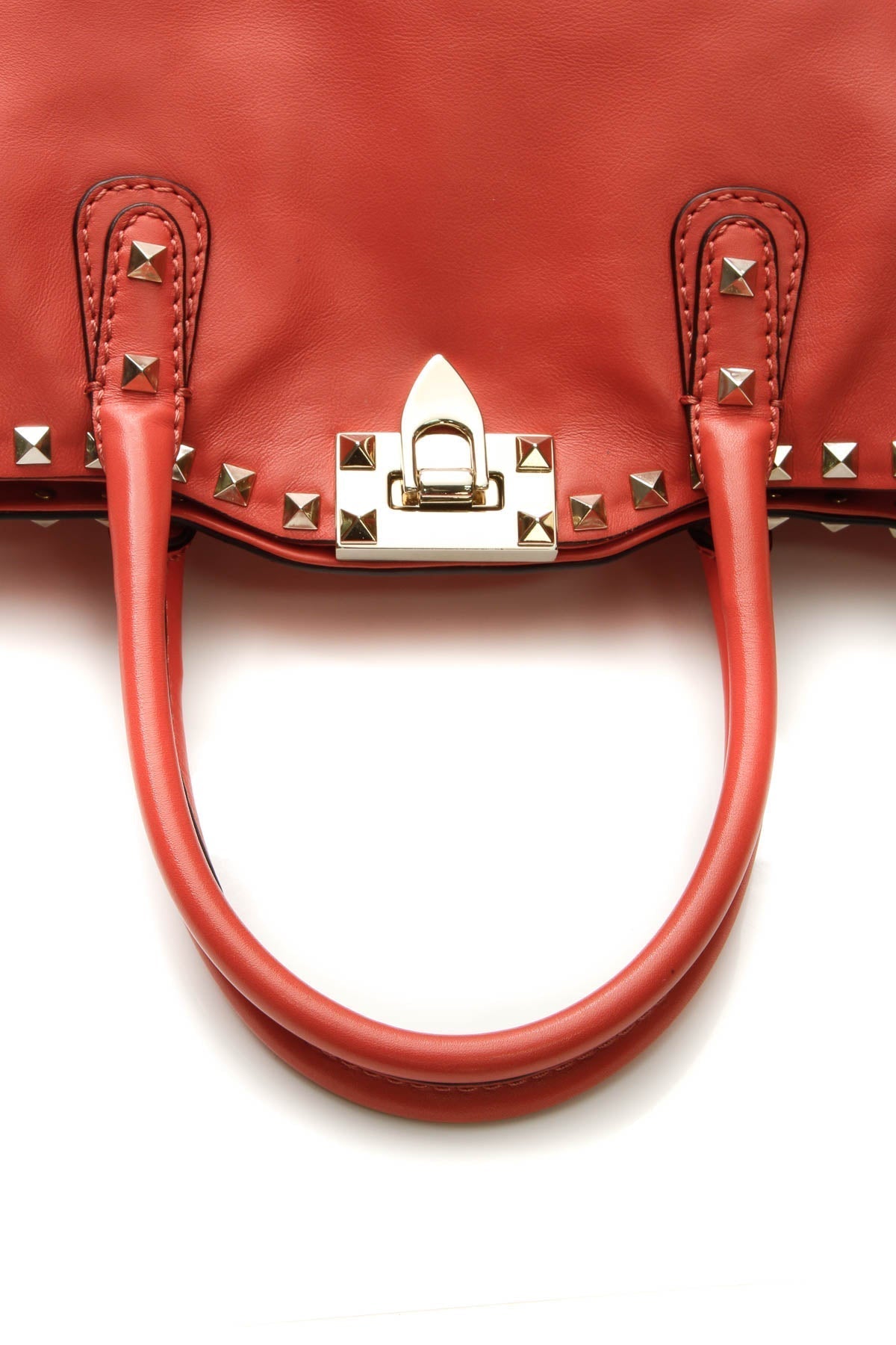 vitello rockstud dome satchel bag deep coral vitello rockstud dome satchel bag deep coral