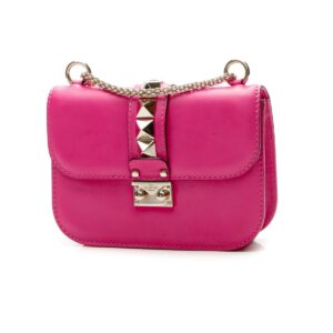 rockstud glam lock small shoulder bag hot pink