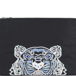 kenzo kampus tiger embroidered zipped clutch bag