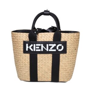 kenzo logo patch small basket bag